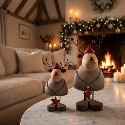 Large Rustic Reindeer With Star Decoration