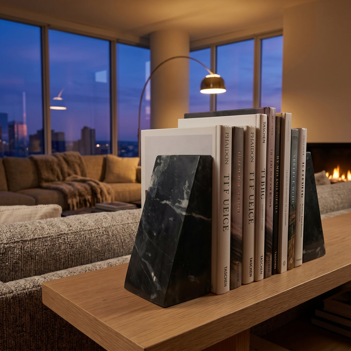 Nocturne Set of Two Black Marble Bookends
