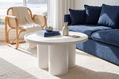 Waltz Whitewash Mango Wood Column Detail Coffee Table