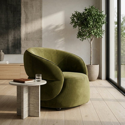 Muse Forest Green Curved Velvet Chair