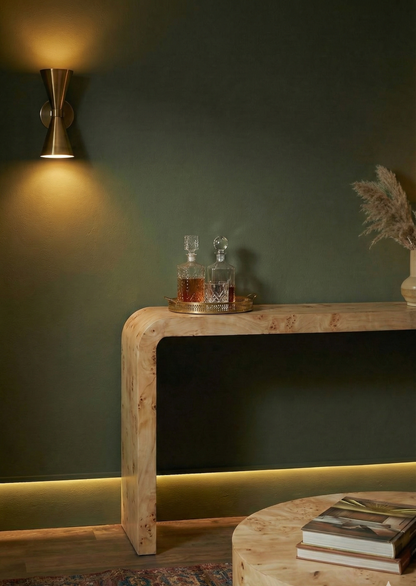 Sequoia Burl Wood Design Curved Console Table