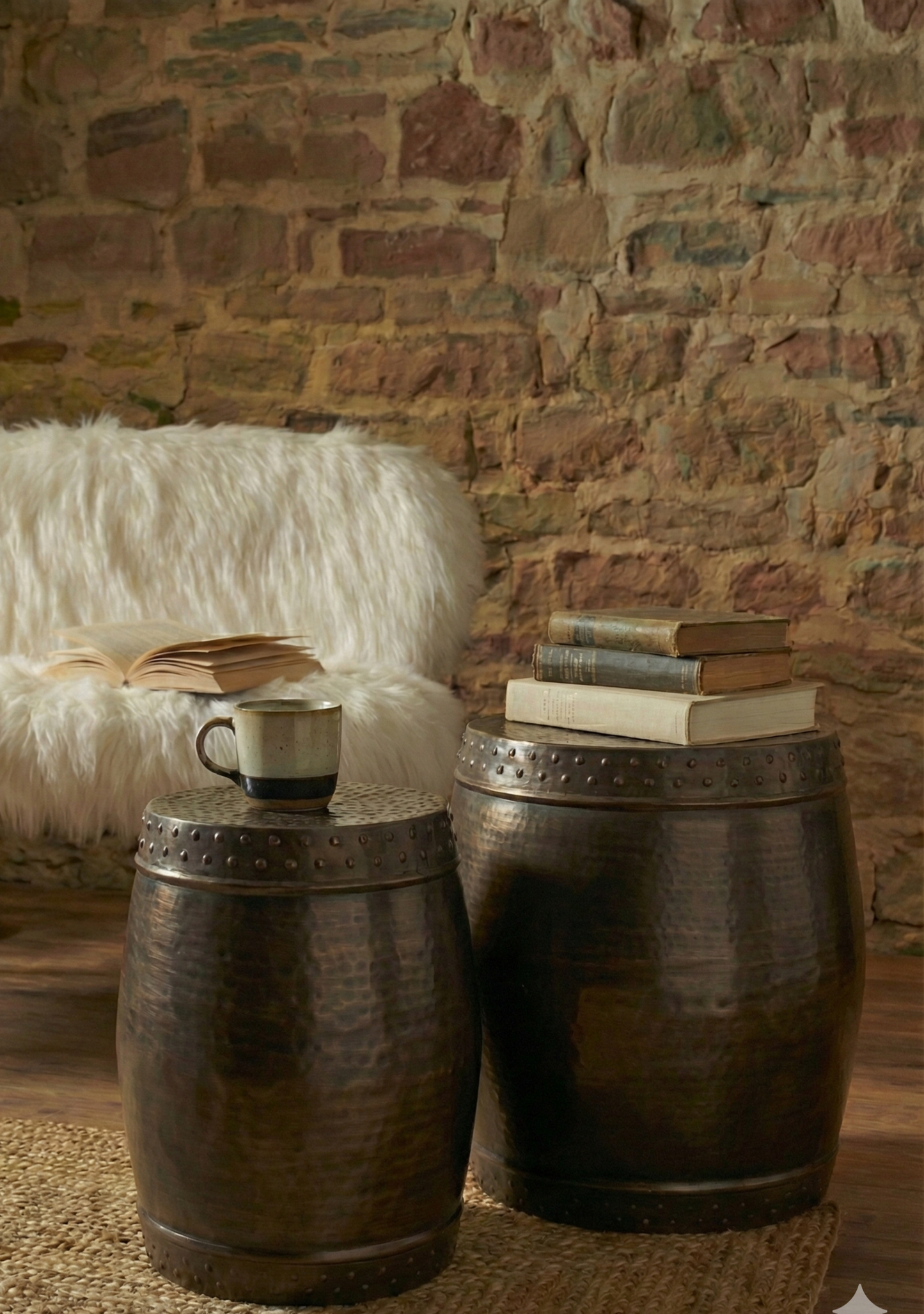 Cyrus Set of 2 Drum Style Side Tables