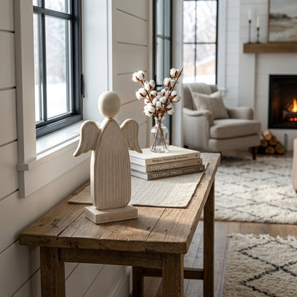 Large Whitewashed Rustic Angel
