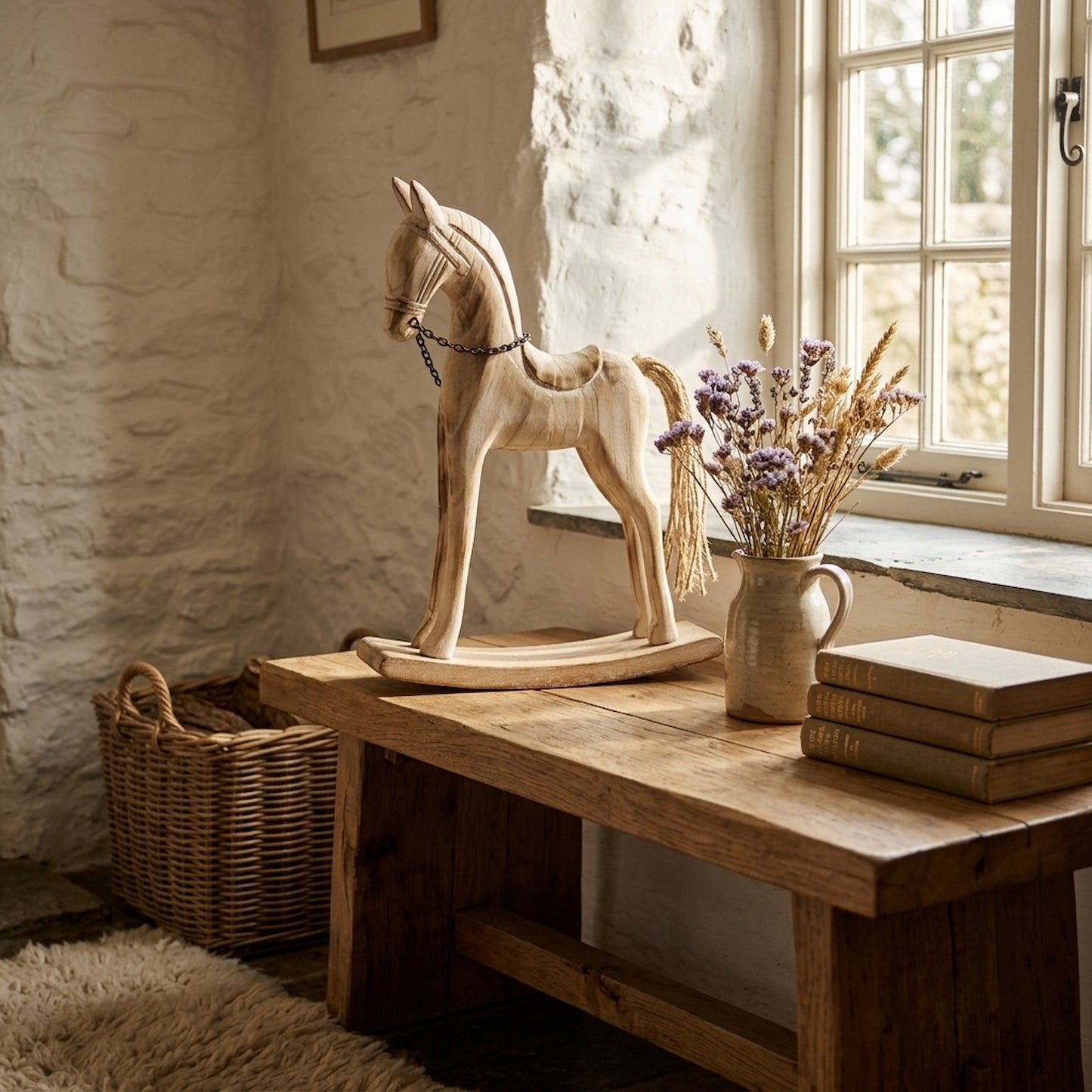 Large Natural Rustic Rocking Horse