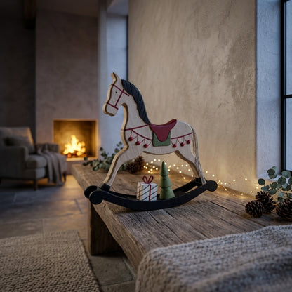 Large Rustic Decorated Rocking Horse