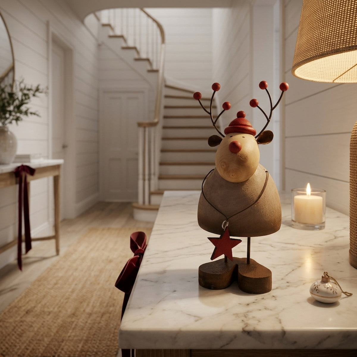 Large Rustic Reindeer With Star Decoration
