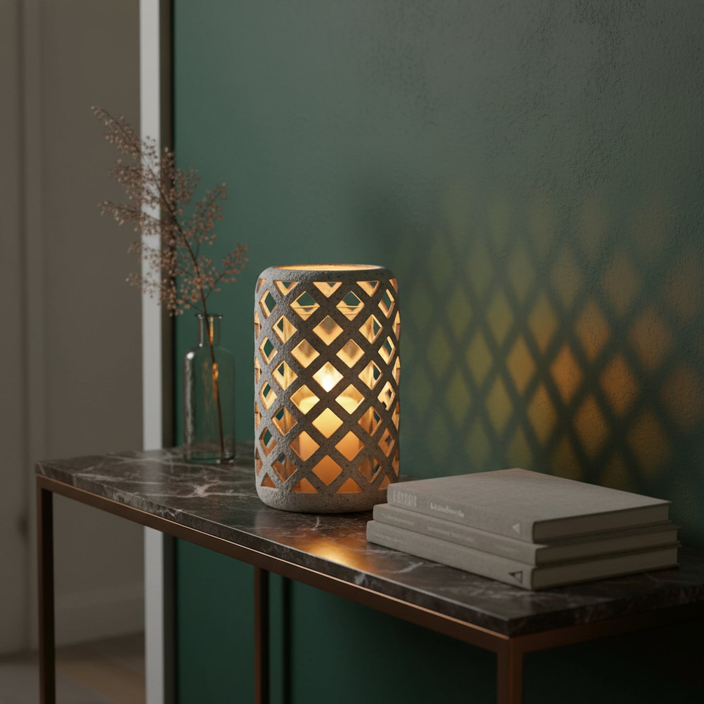 Large Grey Stone Effect Hurricane Lantern