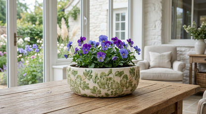 Large Green Clover Ceramic Bowl Pot