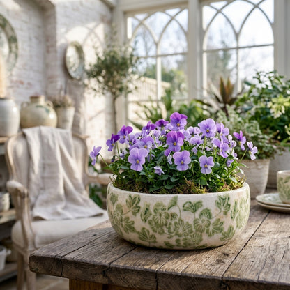 Small Green Clover Ceramic Bowl Pot