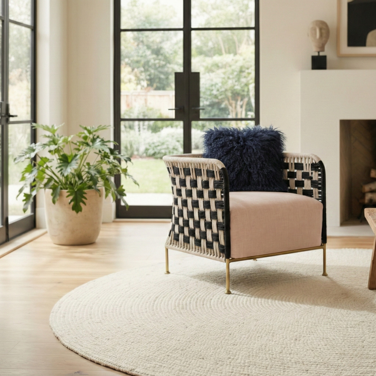 Regis Mongolian Fur Black Square Cushion