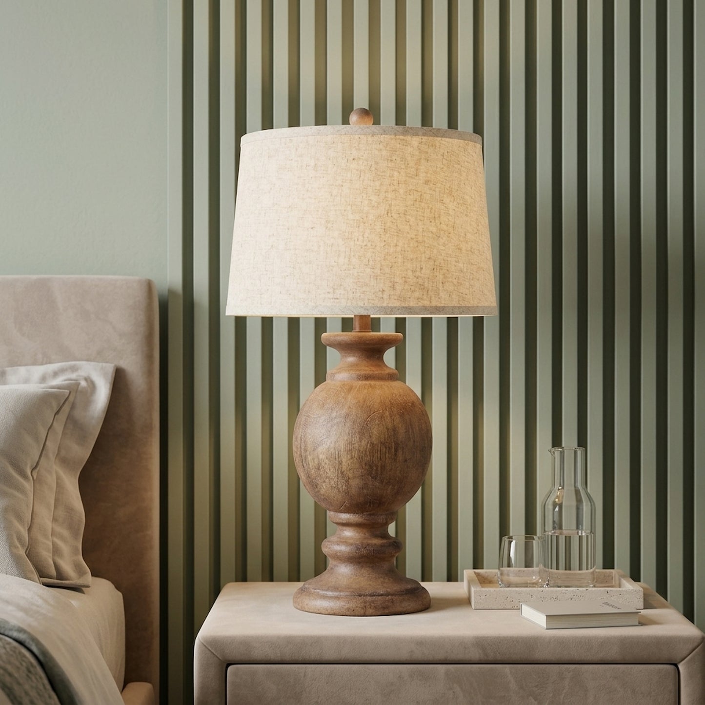 Clarion Table Lamp With Edged Linen Shade