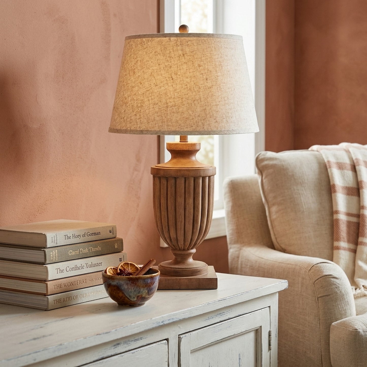 Tassora Table Lamp With Edged Linen Shade