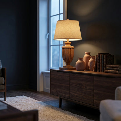 Tassora Table Lamp With Edged Linen Shade