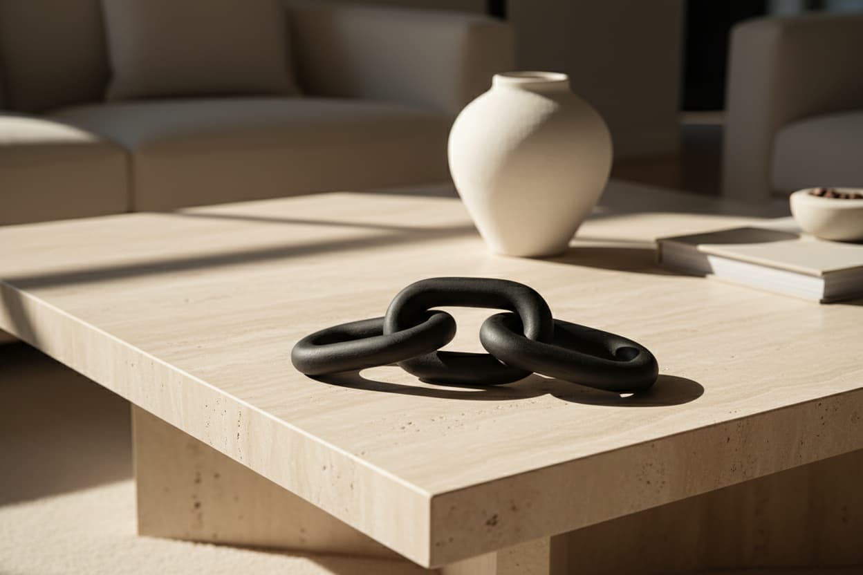 Empire Black Wood 3 Link Chain Decor