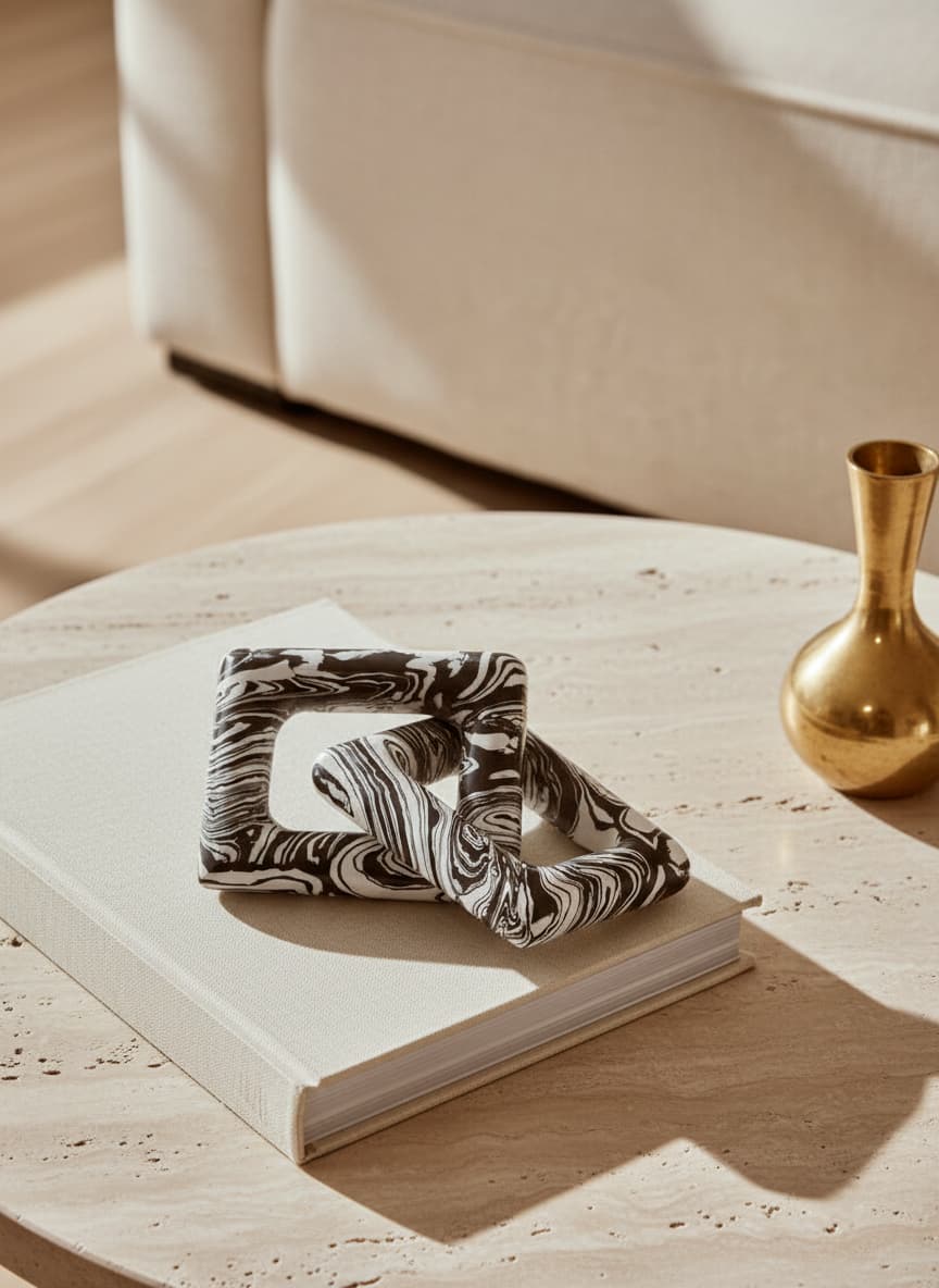 Oslo Black And White Marble Two Link Chain