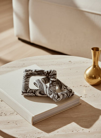 Oslo Black And White Marble Two Link Chain