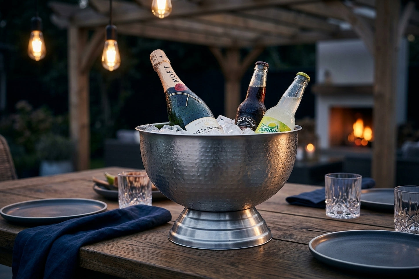 Nomad Silver Hammered Champagne Bowl