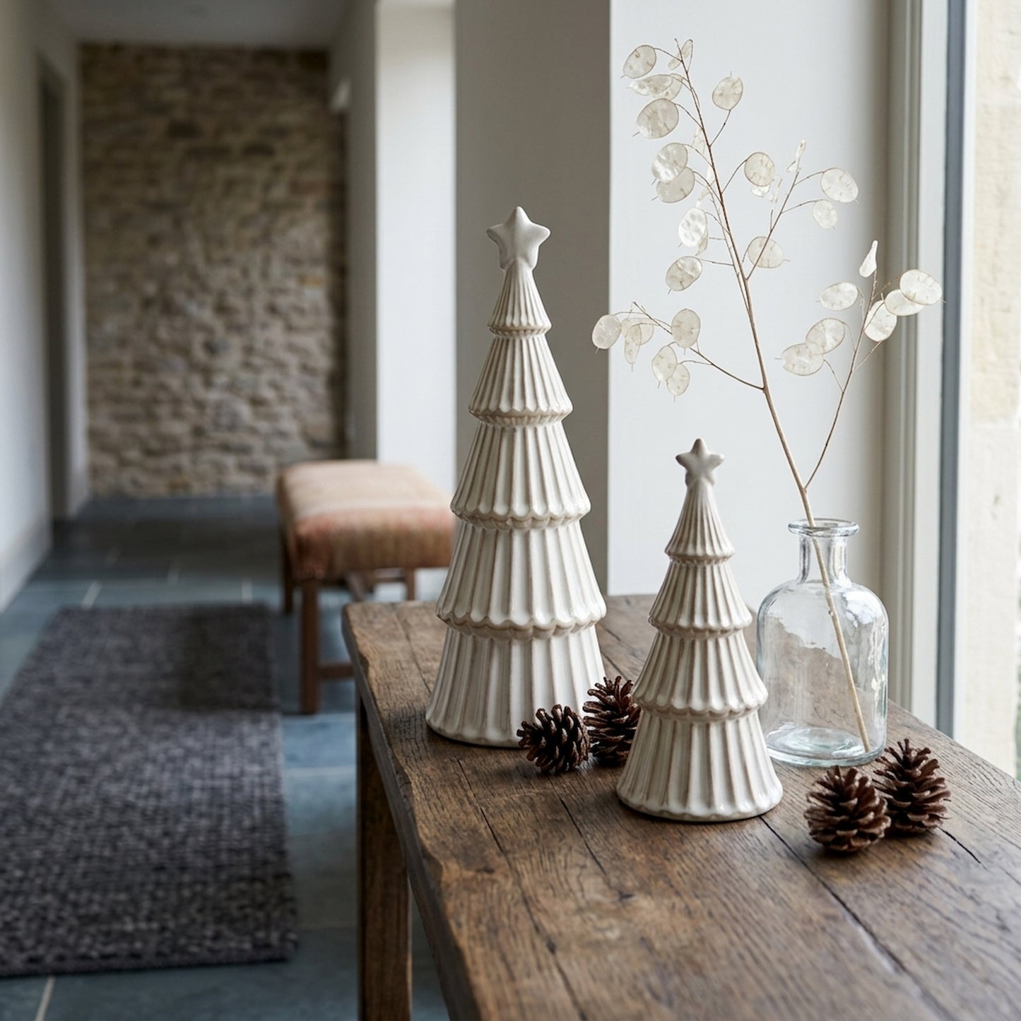 Medium Alora Ceramic Snowy Layered Tree With Star