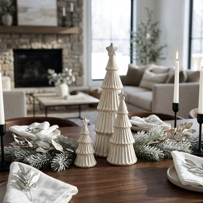 Medium Alora Ceramic Snowy Layered Tree With Star