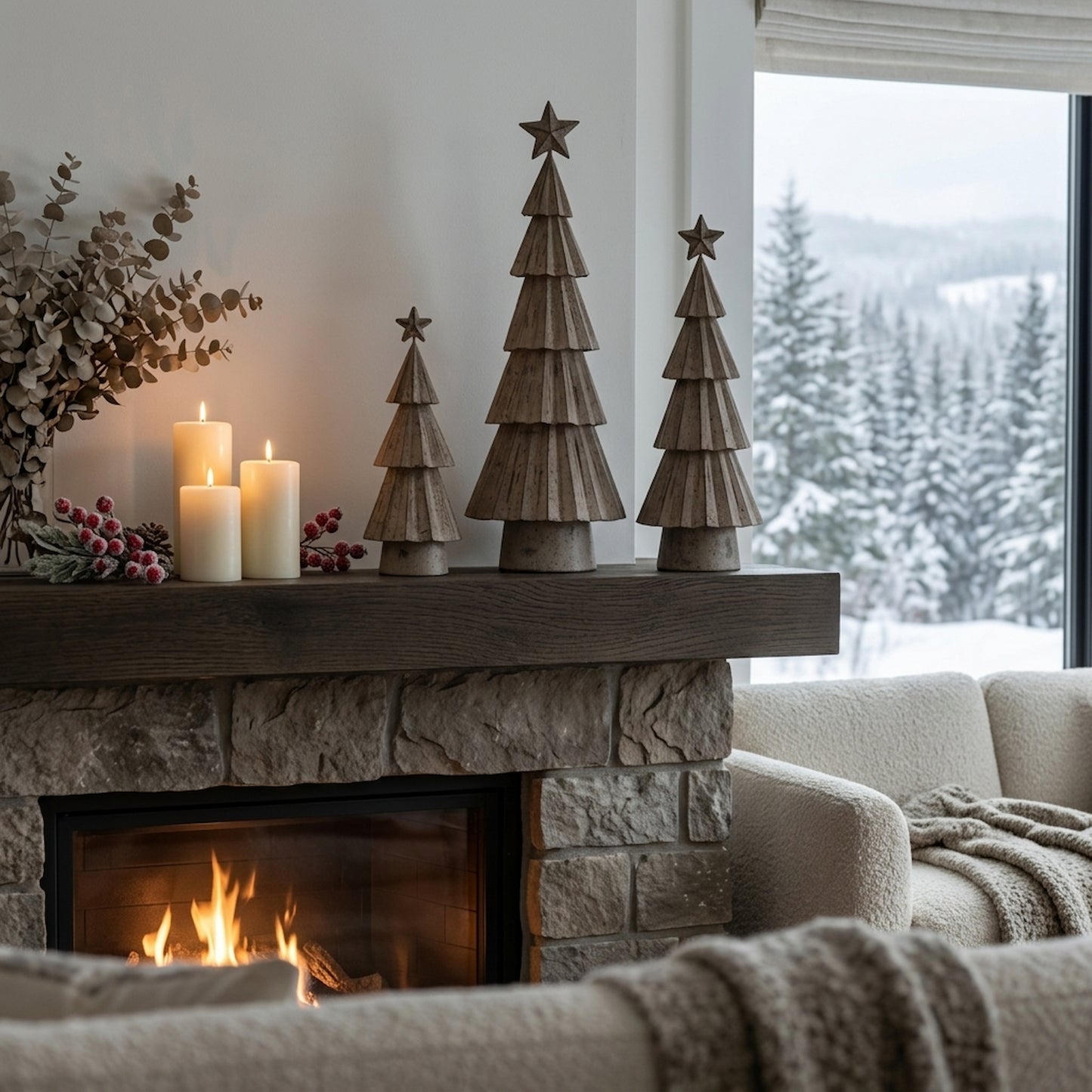 Large Rustic Bough Tree With Star
