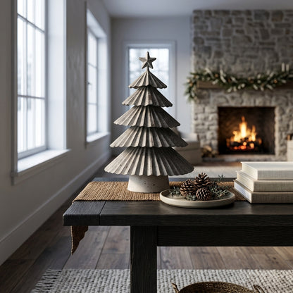 Large Rustic Metal Layered Tree With Star