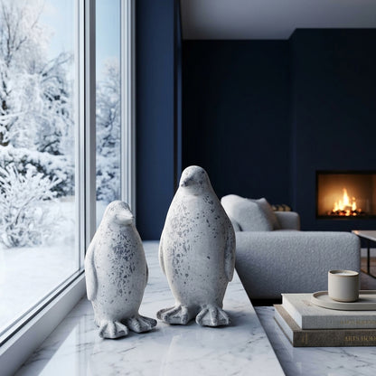 Medium Grey Stone Effect Penguin Statue