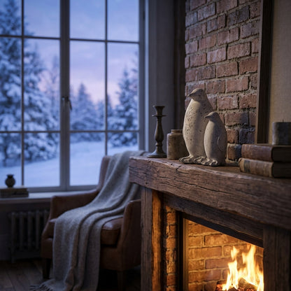 Medium Grey Stone Effect Penguin Statue