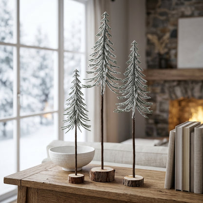 Large Snowy Spindle Tree In Wood Log