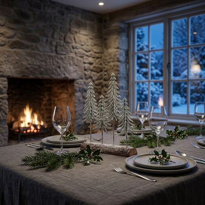 Small Snowy Spindle Tree Quad In Wood Log