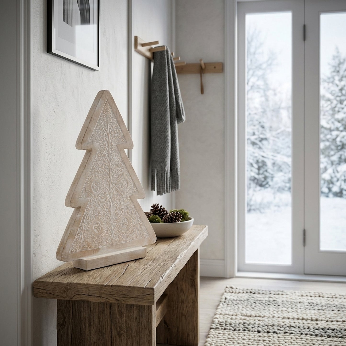 White Wash Collection Wooden Large Patterned Decorative Tree
