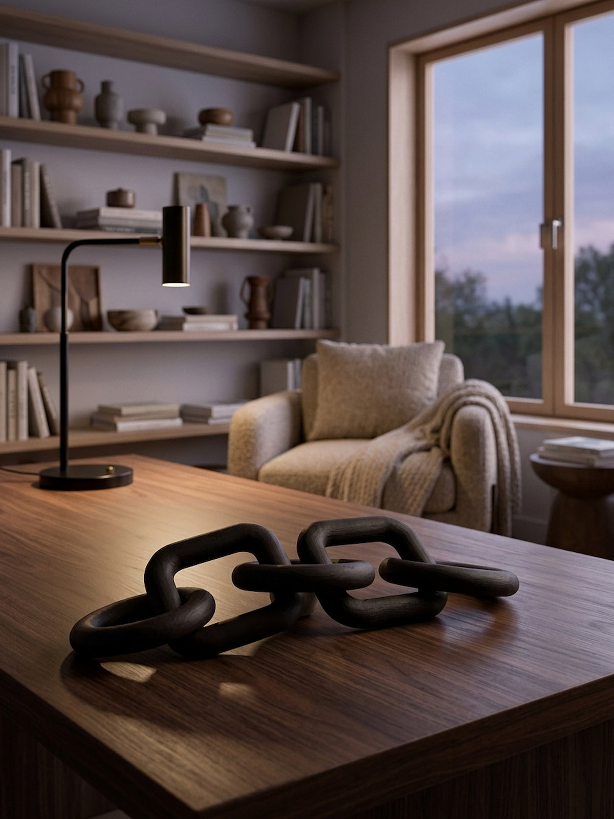 Empire Black Wood Five Link Chain Decor