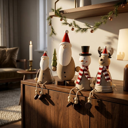 Wooden Jolly Sitting Reindeer Decoration