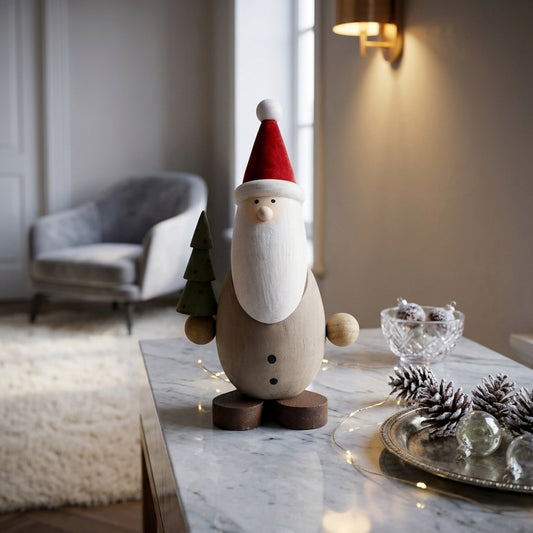 Wooden Santa with Tree