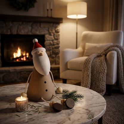Wooden Jolly Sitting Santa Decoration