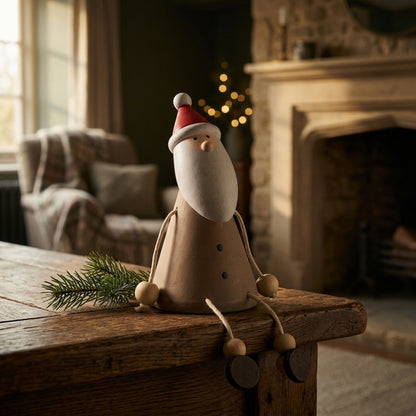 Wooden Jolly Sitting Santa Decoration