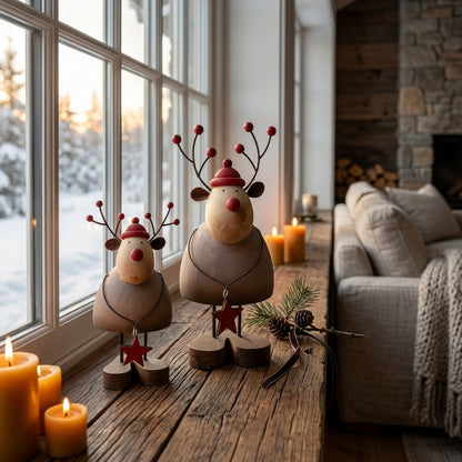 Large Rustic Reindeer With Star Decoration