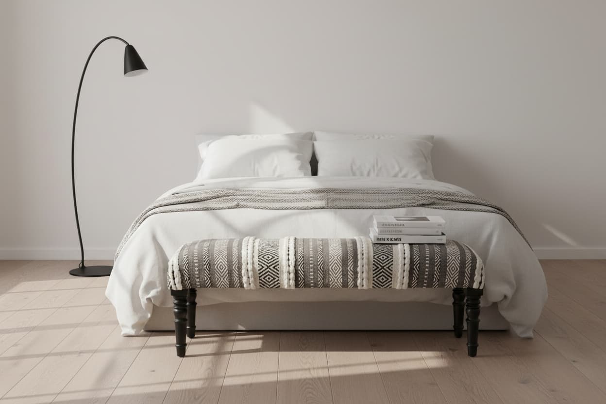 Serene Grey And White Bench