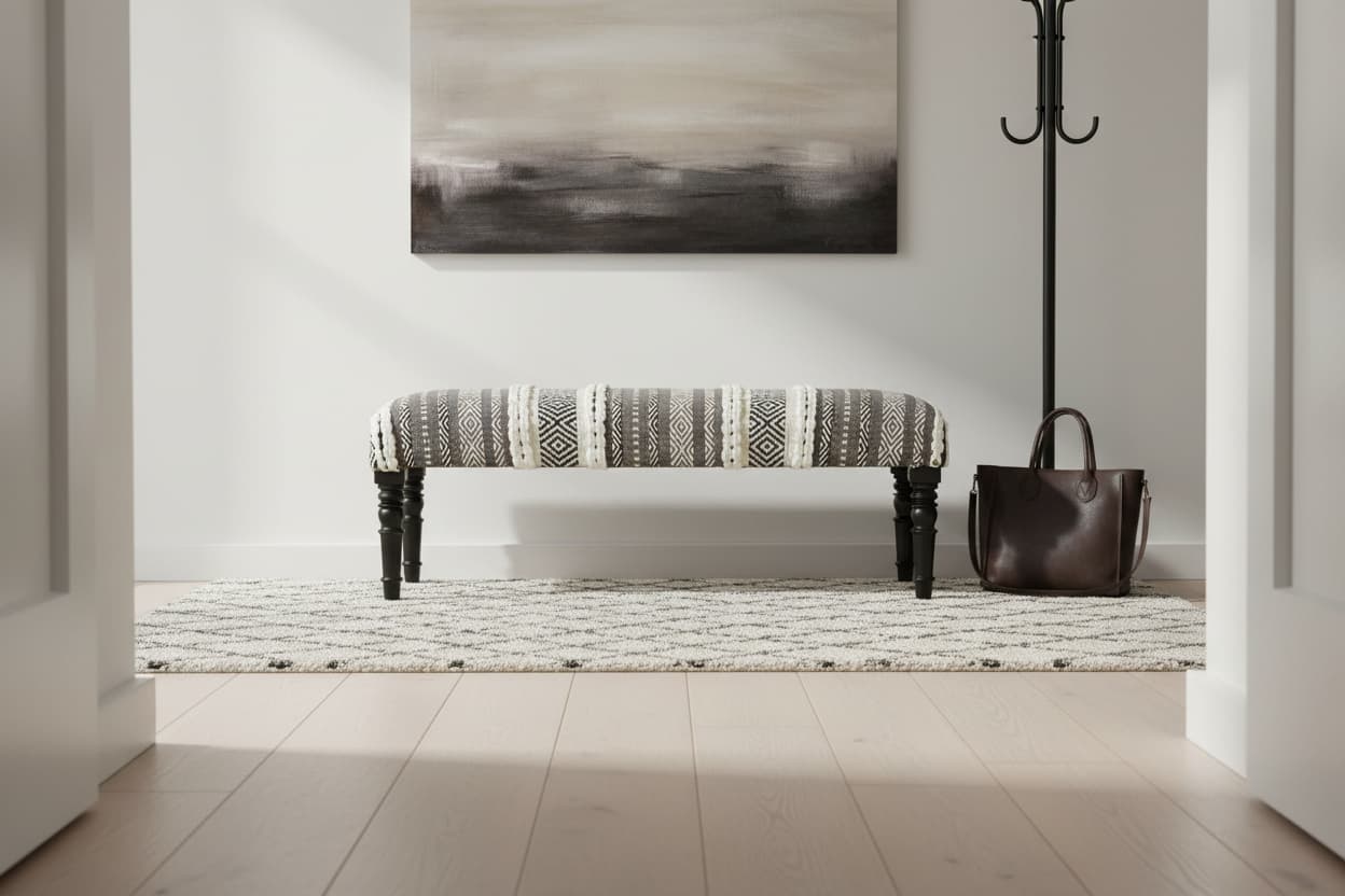 Serene Grey And White Bench
