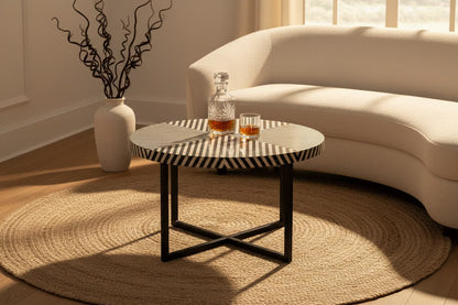 Indie Bone Inlay Coffee Table with Metal Legs