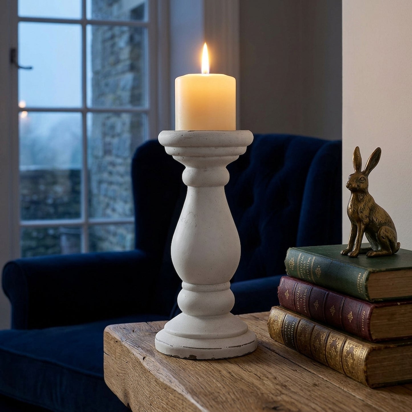 Small Matt White Ceramic Candle Holder
