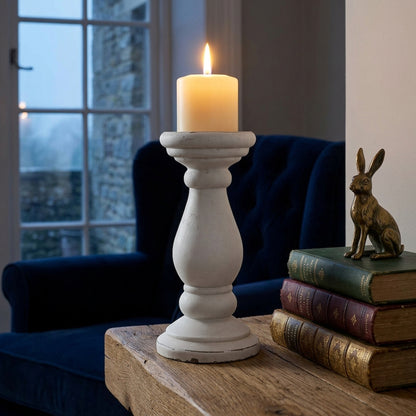 Small Matt White Ceramic Candle Holder