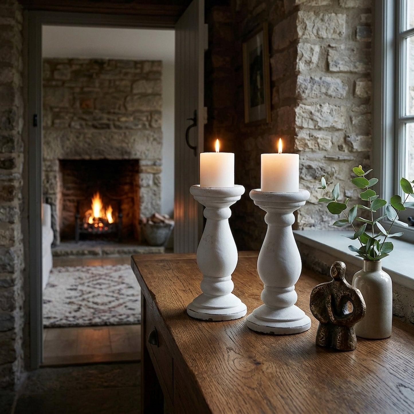 Small Matt White Ceramic Candle Holder