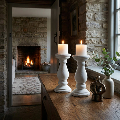 Small Matt White Ceramic Candle Holder