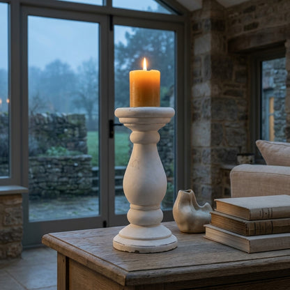 Large Matt White Ceramic Candle Holder