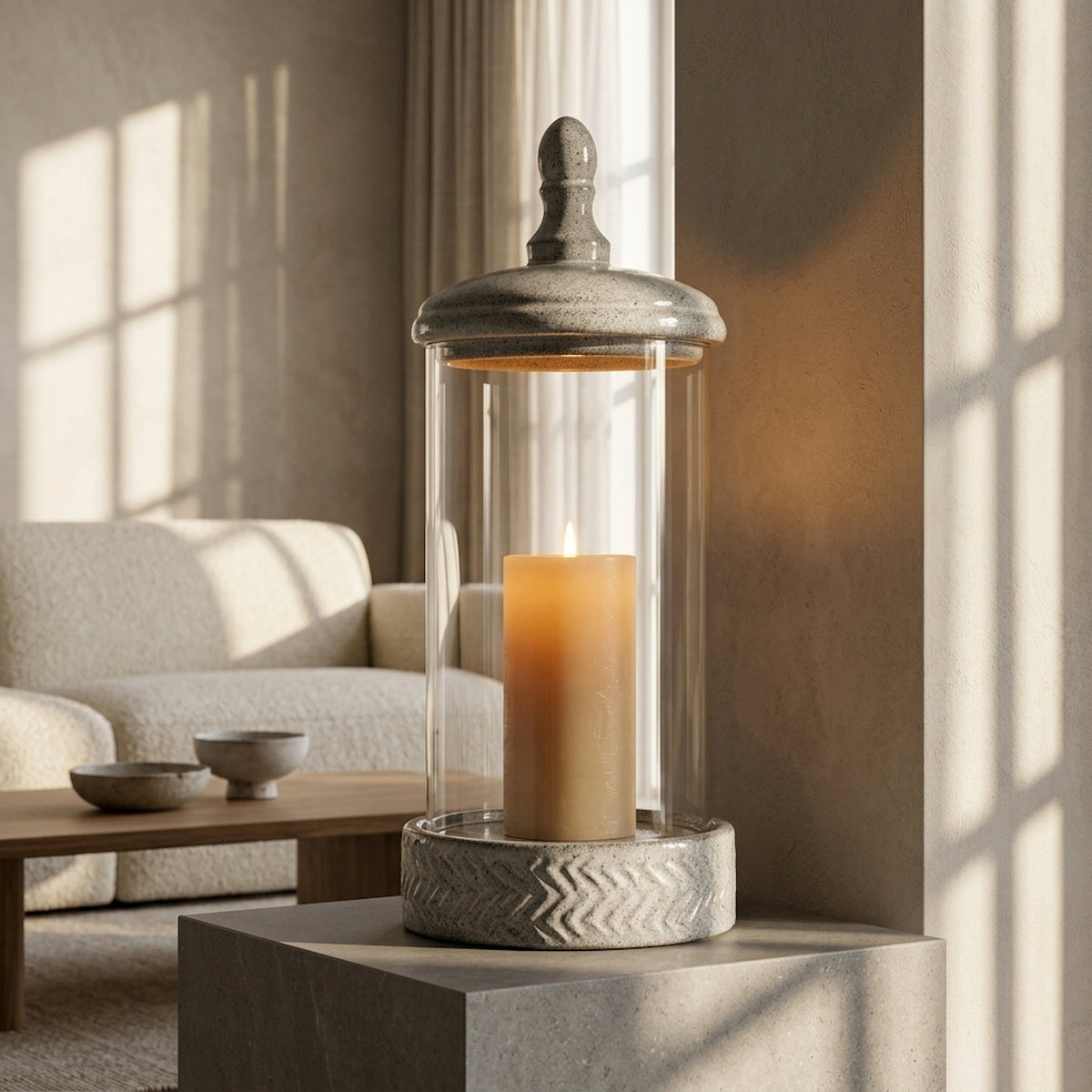 Sona Large Hurricane Lantern With Lid
