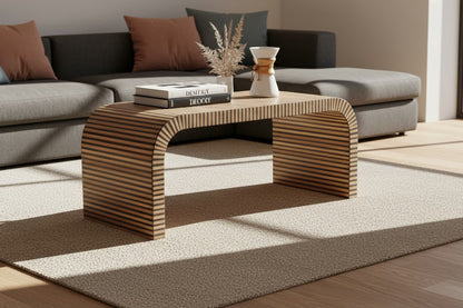 Grove Bamboo Inlay Curved Coffee Table