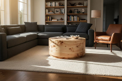 Sequoia Burl Wood Design Round Coffee Table