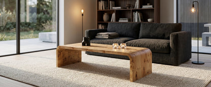 Sequoia Burl Wood Design Curved Coffee Table