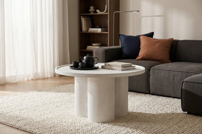 Waltz Whitewash Mango Wood Column Detail Coffee Table