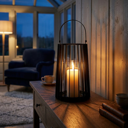 Lynk Small Lantern With Handle And Glass Candle Holder